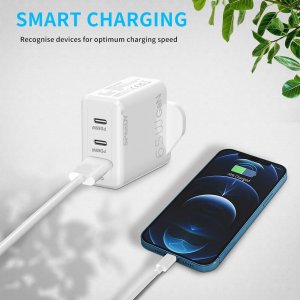 Plug For iPad MacBook Fast Charger 65W PD USB C USB QC Dual Port