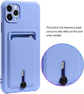 Case For iPhone 15 Pro Silicone Card Holder Protection in Lavender