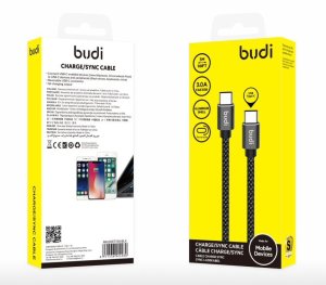 Type C to Type C Reversible Aluminium Shell Braided Cable Budi 3m PD 65W