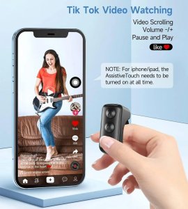 Tiktok Remote Control Ring Finger Scroller Remote E-book Bluetooth Scrolling Black