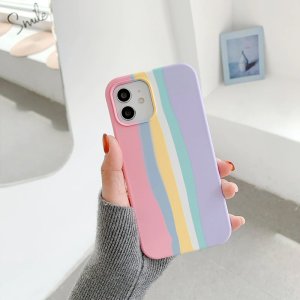 Case For iPhone 12 Pro Max Liquid Silicone Cover Rainbow Brighton Rock