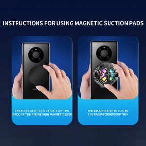 Magnetic Cooler Cell Phone Radiator Cooling Fan Portable for iPhone iOS/Android