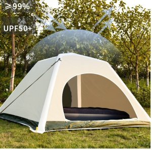 Inflatable Camping Tent, 3-4 Man Family Tent, Quick 2 Minute Setup, 2000mm Square Waterproof, with Carry Bag and Air Pump, for Fishing, Hiking Festival, Beach