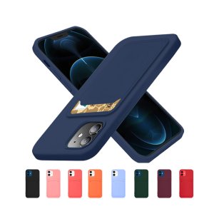 Case For iPhone 12 12 Pro With Silicone Card Holder Navy