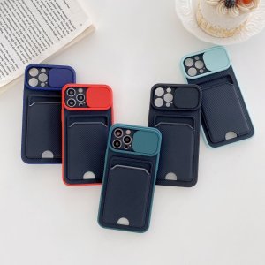 Case For iPhone 11 Pro in Blue Ultra thin Case with Card slot Camera shutter