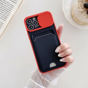 Case For iPhone 6P 7P 8P in Red Ultra thin Case with Card slot Camera shutter