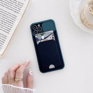 Case For iPhone 11 Pro in Blue Ultra thin Case with Card slot Camera shutter