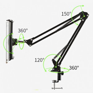 Stand Mount For Phone Tablet 360 Adjustable Long Arm Holder Bracket