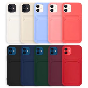 Case For iPhone 12 12 Pro With Silicone Card Holder Navy