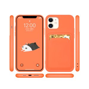 Case For iPhone 11 Pro Max With Silicone Card Holder Orange