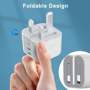 Plug For Tablets iPad 45W Folding Fast Charger Plug PD USB C Dual Port