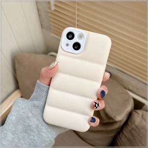 Case For iPhone 13 Pro Max Cream Puffer Down Jacket