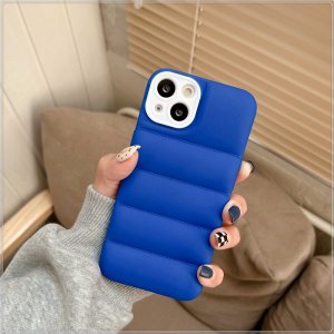 Case For iPhone 13 Blue Puffer Down Jacket