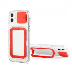 Case For iPhone 13 Pro Max in Red With Camera Lens Protection Square Stand