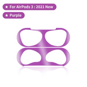 Seal Protection For Airpod 3 Metal Dust Proof Guard Sticker in Purple