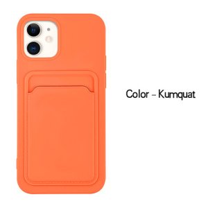 Case For iPhone 13 Mini With Silicone Card Holder Orange