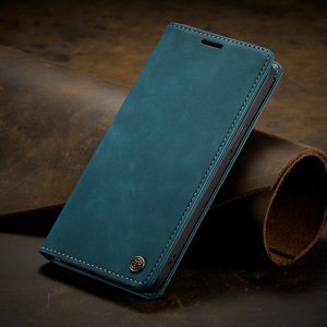 Flip Case For iPhone 13 Wallet Case in Teal Handmade Leather Magnetic Folio Flip