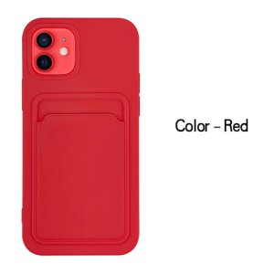 Case For iPhone 12 12 Pro With Silicone Card Holder Red