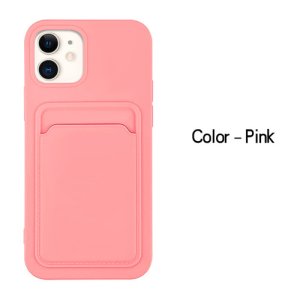 Case For iPhone 11 With Silicone Card Holder Pink