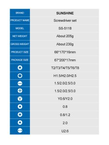 Sunshine SS5118 Screwdriver Set 24 Piece High Precision