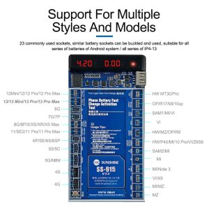 Sunshine SS915 V7 Battery Charge Activation Tool For iPhone 4 to 13 Android