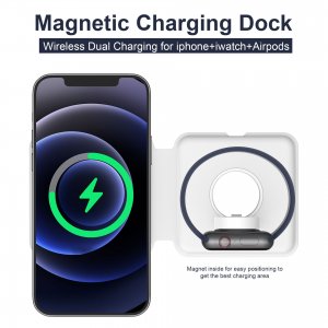 Charger For iPhone Watch Pods 15W 2 in 1 Slimline Wireless Magnetic