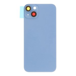 Glass Back For iPhone 14 Plus Blue Battery Door Camera Lens Bezel Magnetism Ring + Metal Plate Plain Without Logo