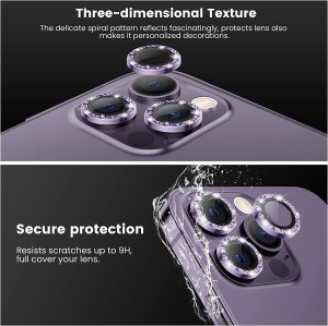 Camera Protectors For iPhone 13 13 Mini A Set of 2 Gold Jewelled Glass