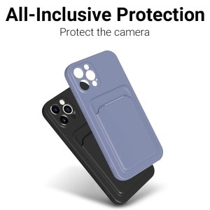 Case For iPhone 11 Pro With Silicone Card Holder Black