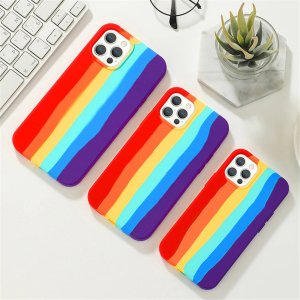 Case For iPhone 13 Pro Max Gay Pride Rainbow Multicoloured Silicone