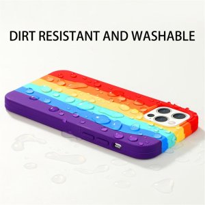 Case For iPhone 13 Pro Gay Pride Rainbow Multicoloured Liquid Silicone Cover