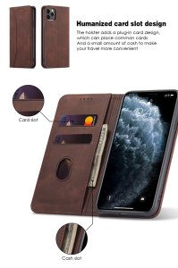 Flip Case For iPhone 15 Leather Multi Card Holder Phone Case Stand in Brown