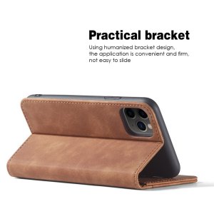 Flip Case For iPhone 15 Pro Leather Multi Card Holder Phone Case Stand in Tan