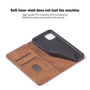 Flip Case For iPhone 15 Leather Multi Card Holder Phone Case Stand in Tan