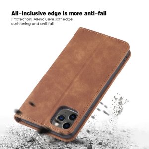 Flip Case For iPhone 15 Leather Multi Card Holder Phone Case Stand in Tan