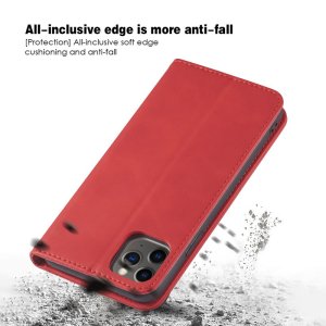 Flip Case For iPhone 15 Plus Leather Multi Card Holder Phone Case Stand in Red