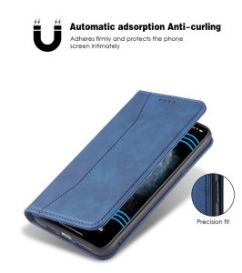 Flip Case For iPhone 15 Leather Multi Card Holder Phone Case Stand in Blue