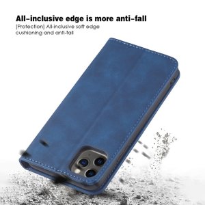 Flip Case For iPhone 15 Plus Leather Multi Card Holder Phone Case Stand in Blue