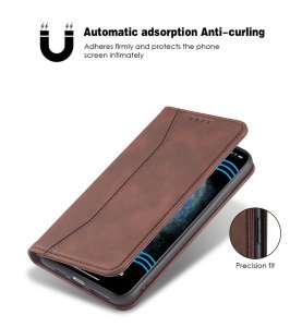 Flip Case For iPhone 15 Leather Multi Card Holder Phone Case Stand in Brown