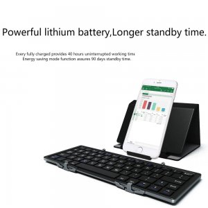 Bluetooth Keyboard For Android iOS Windows Tri Fold Black