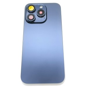 Glass Back For iPhone 15 Pro Blue Titanium Battery Door Camera Lens  Bezel Magnetism Ring + Metal Plate Plain Without Logo