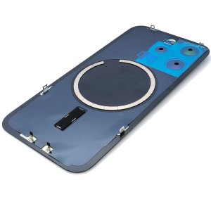 Glass Back For iPhone 15 Pro Blue Titanium Battery Door Camera Lens  Bezel Magnetism Ring + Metal Plate Plain Without Logo