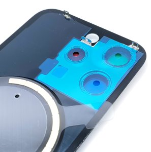 Glass Back For iPhone 15 Pro White Titanium Battery Door Camera Lens  Bezel Magnetism Ring + Metal Plate Plain Without Logo