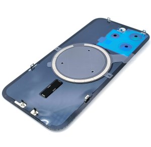 Glass Back For iPhone 15 Pro White Titanium Battery Door Camera Lens  Bezel Magnetism Ring + Metal Plate Plain Without Logo