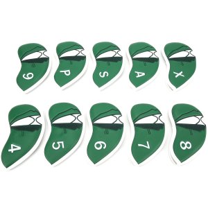 Golf Club Iron Head Covers Protector Headcover Set Green Jacket 10 Pcs