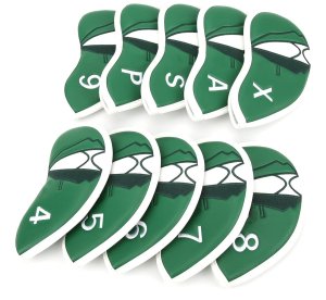 Golf Club Iron Head Covers Protector Headcover Set Green Jacket 10 Pcs