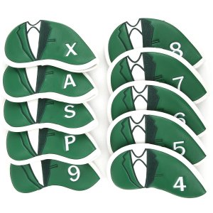 Golf Club Iron Head Covers Protector Headcover Set Green Jacket 10 Pcs