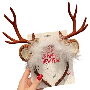 Reindeer Antlers Headband for Christmas Festive Brown