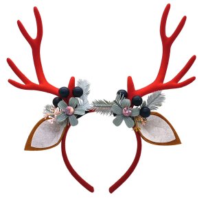 Reindeer Antlers Headband for Christmas Festive Red