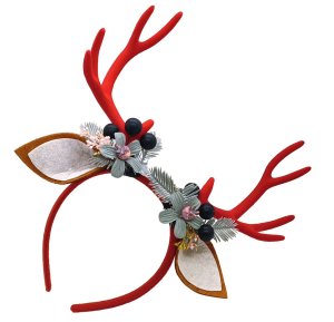 Reindeer Antlers Headband for Christmas Festive Red